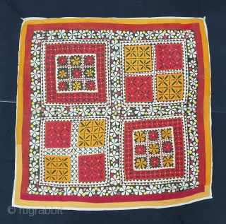 Applique work Wall Hanging with Manchester prints patches, From Oswal Bania Caste, From Rajasthan, India. Its Size is 136cmX140cm(100852).              