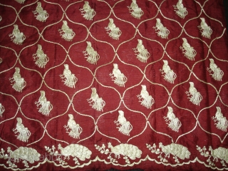 Parsi Jhabla or Jhablo (Blouse) From Surat Gujarat India. The ‘four over, under one ‘ satin weave is embroidered with sakkarpara jaal design.stylized peacocks contained within a tendrilled Sakkarpara jaal.This kind of  ...