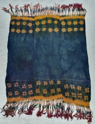 Zanskar Bokh Shawl From Tribal Area of Zanskar Ladakh India. It’s Pure Indigo Blue colour has been used and made by yaks Wool. Worn by women.This Type of Tie and Dye known  ...