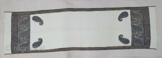 Rare Palledar Sash-Muffler (Made in to the Muffler) of Kani Jamawar, From Kashmir, India. c.1770-1810. Its Size is 46cmx165cm(20201101_151654).              