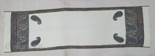 Rare Palledar Sash-Muffler (Made in to the Muffler) of Kani Jamawar, From Kashmir, India. c.1770-1810. Its Size is 46cmx165cm(20201101_151654).              