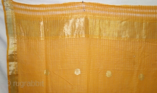 Fine Zari Dupatta with Check Design, Cotton with Real zari (Real Silver And Gold ) from Madhya Pradesh. India. c.1900. Good condition. Its size 195cmX245cm(DSC08302).
        