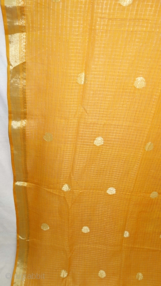 Fine Zari Dupatta with Check Design, Cotton with Real zari (Real Silver And Gold ) from Madhya Pradesh. India. c.1900. Good condition. Its size 195cmX245cm(DSC08302).
        