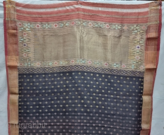 
Paithani Shalu Saree Double Pallu (Pallov) indigo Blue (Black) Sari,Its characterised by borders of an oblique square design, and a two pallu design,It’s a Cotton and zari weave sari,  This type  ...