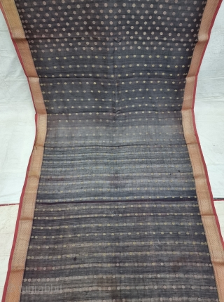 Paithani Shalu Saree Double Pallu (Pallov) indigo Blue (Black) Sari,Its characterised by borders of an oblique square design, and a two pallu design,It’s a Cotton and zari weave sari,  This type  ...