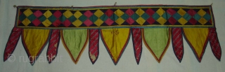 Patch work(Gajji-Silk)Toran from Kutch Gujarat India.This were Traditionally used mainly Jain Derasar Temples of Gujarat India.Backing with Manchester Print.C.1900.Its size is 30cmX102cm(DSC05704 New).          