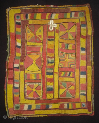 Ceremonial Banjara Gala From Karnataka,South India. India.Embroidered on cotton. Gala is traditionally used by women to carry pots on their heads.C.1900.Its size is 28cmX37cm(DSC07022 New).        