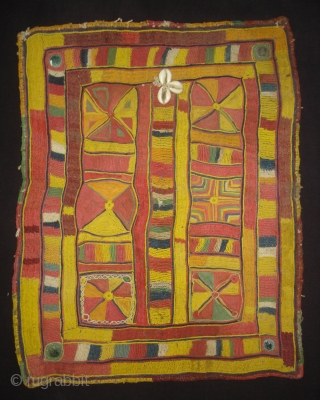 Ceremonial Banjara Gala From Karnataka,South India. India.Embroidered on cotton. Gala is traditionally used by women to carry pots on their heads.C.1900.Its size is 28cmX37cm(DSC07022 New).        