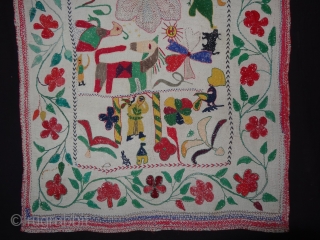 Folk Kantha Quilted and embroidered cotton kantha Probably From West Bengal(India) region,India.Its size is 53cmX98cm(DSC04072 New).
                 