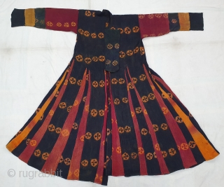 Zanskar women's Costume(Coat)From Ladakh.India. It’s Pure Indigo Blue (Dark Black Type) colour has been used and made from yaks Wool. C.1900.This Type of Tie and Dye known as Thigma.Its size is L-120cm,Shoulder  ...