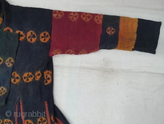 Zanskar women's Costume(Coat)From Ladakh.India. It’s Pure Indigo Blue (Dark Black Type) colour has been used and made from yaks Wool. C.1900.This Type of Tie and Dye known as Thigma.Its size is L-120cm,Shoulder  ...