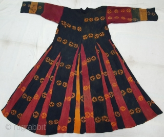 Zanskar women's Costume(Coat)From Ladakh.India. It’s Pure Indigo Blue (Dark Black Type) colour has been used and made from yaks Wool. C.1900.This Type of Tie and Dye known as Thigma.Its size is L-120cm,Shoulder  ...