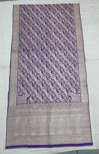 Pitambari Saree, Real Zari Silver threads with gold polish weaving on the silk,From Varanasi ,Uttar Pradesh, India. C.1900. Top condition.Its size 112cmX450cm(20191105_151148).           