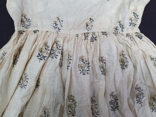 Mughal Floral Design Angarkha (Coat)fine Muslin Cotton without lining , probably used during the summer months, the fine Mughal Floral Design Pattern. From Uttar Pradesh. North-India. India.C.1900.Worn by Royal Nawab Muslims Family  ...