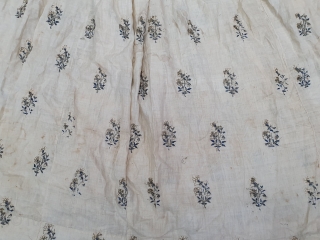 Mughal Floral Design Angarkha (Coat)fine Muslin Cotton without lining , probably used during the summer months, the fine Mughal Floral Design Pattern. From Uttar Pradesh. North-India. India.C.1900.Worn by Royal Nawab Muslims Family  ...