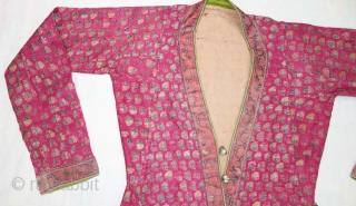 Mughal Buti Choga (Man's Costume) Silk, Brocade with Silk thread and Real Gold Zari (Real Gold and Silver), Probably from Northern India. India. Late 19th Century. Its size is Length-115cm, Width-65cm, Sleeve-  ...