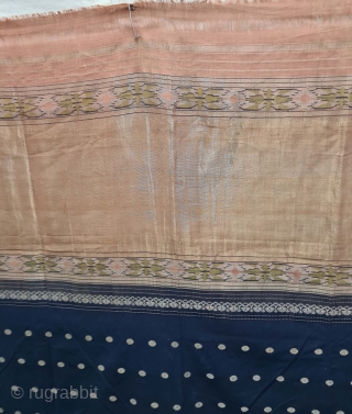 Paithani Shalu Saree Double Pallu (Pallov) indigo Blue Sari,Its characterised by borders of an oblique square design, and a two pallu design,It’s a Cotton and zari weave sari, with makers signature on  ...
