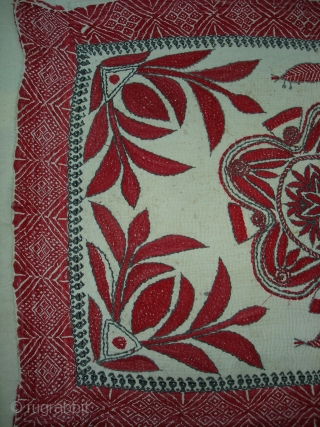 Kantha Quilted and embroidered cotton kantha Probably From East Bengal.(Bangladesh) region.India.Its size is 46cmX64cm(DSC00018 New).                  