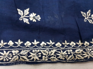 Dhakai Jamdani Saree Indigo blue Natural Colour, With Silk Embroidery on Cotton. This type of weaving From Dhaka District, of Bangladesh. India. Jamdani was originally known as Dhakai named after the city  ...