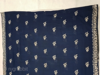 Dhakai Jamdani Saree Indigo blue Natural Colour, With Silk Embroidery on Cotton. This type of weaving From Dhaka District, of Bangladesh. India. Jamdani was originally known as Dhakai named after the city  ...