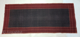Telia Ikat Rumal or Dupatta,From Andhra Pradesh South India. India.Cotton warp And Weft Ikat.Circa 1900.Its Size is 112X262cm(20181115_155554)               