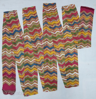 Muslin turban cloth tie-dyed in multiple colours in lahariya (wave) style, From Sekhawati District  Rajasthan. India. c.1900. Its size is near by 6 to 8 miters(20191113_122109).      