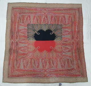 Sikh Period Jamawar Square Shawl (Rumal) From Kashmir, India. India. C.1870-1900.Its Size is 186cmX190cm(20191114_131553).                   