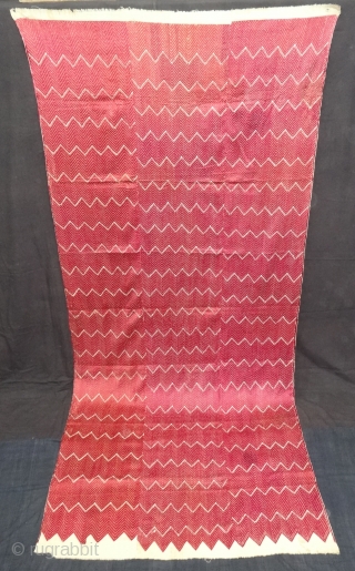 Thirma Phulkari From West(Pakistan)Punjab. India. Known As Wedding Thirma Bagh. Rare Influence of showing Lahariya Weave Design. c.1900. Its size is 110cmX250cm(DSC05690).
           