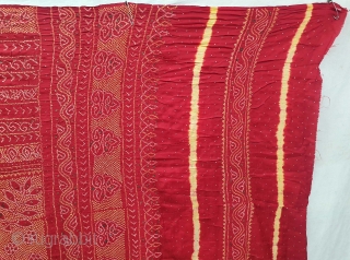 Ceremonial Tie and Dye Odhani known as Kumbhi,Tie and Dye Work with Badla work on the Gajji-Silk From Kutch Region of Gujarat, India. c.1900. Its size is 145cmX175cm. This were Traditionally used  ...