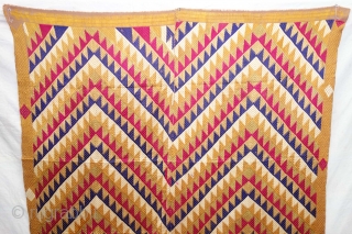 Panch Rangi Lahariya Bagh, Phulkari From West(Pakistan) Punjab. India. known As Panch Rangi Lahariya Bagh, very Rare influence shoowing the Lahariya Deign in the five different Colours. Its size is 125cmX240cm.Floss silk  ...