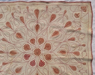 Very Fine Floral Kantha Quilted and embroidered cotton kantha Probably From East Bengal(Bangladesh) region, India. 

c.18575-1900. 

Its size is 75cmX77cm  (20221110_101641).           