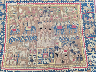 An Rare Indigo Blue Colour , Ceremonial Kanduri shrine Applique Wall Hanging. It is Presented by both Hindu and Muslim Pilgrims as an offering on the grave of the Muslim Prince Sara  ...