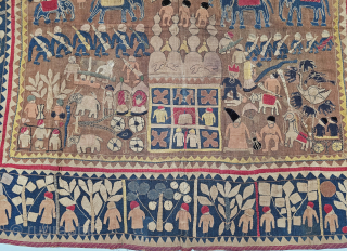 An Rare Indigo Blue Colour , Ceremonial Kanduri shrine Applique Wall Hanging. It is Presented by both Hindu and Muslim Pilgrims as an offering on the grave of the Muslim Prince Sara  ...