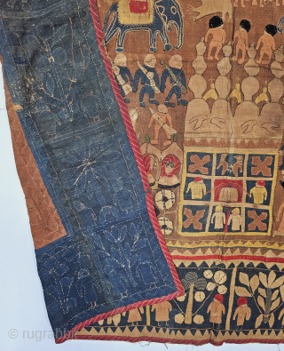An Rare Indigo Blue Colour , Ceremonial Kanduri shrine Applique Wall Hanging. It is Presented by both Hindu and Muslim Pilgrims as an offering on the grave of the Muslim Prince Sara  ...