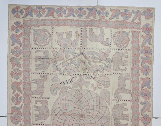 An Rare Nakshi Kantha, Fine Embroidered on the cotton, Probably from Jessore Region of East

(Bangladesh) Bengal region of India, India.

Showing the Folk Art of Bengal .

C.1875 -1900

Its size is 120cmX200cm (20241114_144842).  