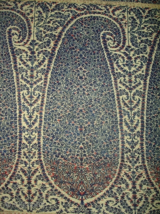 Jamawar Long Shawl From Kashmir India.Made for sikh family of Punjab.Date is around 1740.Its Size is 125cm x 295cm.Its condition is very good.(DSC03185 New)         