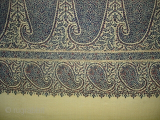 Jamawar Long Shawl From Kashmir India.Made for sikh family of Punjab.Date is around 1740.Its Size is 125cm x 295cm.Its condition is very good.(DSC03185 New)         