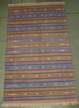 Jail Dhurrie(Cotton)Terracotta-colored striped with mahi motif. Kutch Gujarat, India.Its size is 120X210cm.C.1900. Condition is very good(DSC00523 New).                