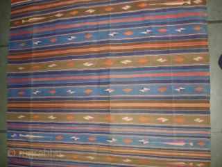 Jail Dhurrie(Cotton)Terracotta-colored striped with mahi motif. Kutch Gujarat, India.Its size is 120X210cm.C.1900. Condition is very good(DSC00523 New).                