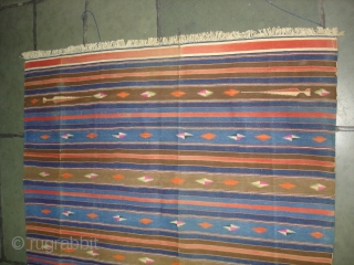 Jail Dhurrie(Cotton)Terracotta-colored striped with mahi motif. Kutch Gujarat, India.Its size is 120X210cm.C.1900. Condition is very good(DSC00523 New).                