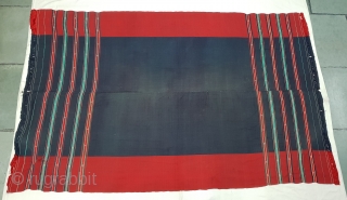 Waziri Shawl (Indigo Blue Colour) for Man From Waziristan, Pakistan. India.C.1900.Natural Dye with Hand Woven Cotton and silk ends,with silk end borders.Its size is 159cmX243cm(20181118_152851).        