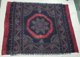 Indigo Blue, Single Bandh Tie and Dye Odhani From Shekhawati District of Rajasthan. India.Its Very rare Single Bandh Tie and Dye Odhani. Natural Indigo blue Colours On the Khadi Cotton.C.1900.Its size is  ...