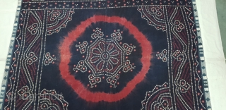 Indigo Blue, Single Bandh Tie and Dye Odhani From Shekhawati District of Rajasthan. India.Its Very rare Single Bandh Tie and Dye Odhani. Natural Indigo blue Colours On the Khadi Cotton.C.1900.Its size is  ...