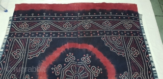 Indigo Blue, Single Bandh Tie and Dye Odhani From Shekhawati District of Rajasthan. India.Its Very rare Single Bandh Tie and Dye Odhani. Natural Indigo blue Colours On the Khadi Cotton.C.1900.Its size is  ...