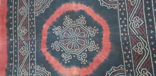 Indigo Blue, Single Bandh Tie and Dye Odhani From Shekhawati District of Rajasthan. India.Its Very rare Single Bandh Tie and Dye Odhani. Natural Indigo blue Colours On the Khadi Cotton.C.1900.Its size is  ...