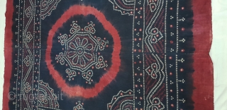 Indigo Blue, Single Bandh Tie and Dye Odhani From Shekhawati District of Rajasthan. India.Its Very rare Single Bandh Tie and Dye Odhani. Natural Indigo blue Colours On the Khadi Cotton.C.1900.Its size is  ...
