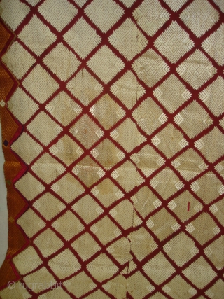 Phulkari From West(Pakistan)Punjab. India.known as Chand Bagh. C.1900. Very Rare influence of Nazar buti in the Middle(DSC04820).
                