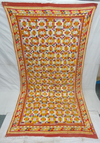 Chamba Phulkari From Hill Area of Himachal Pradesh. India. Known as Chamba Phulkari. c.1900.Its size is 137cmX260cm(DSC07258).                