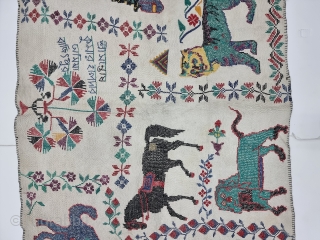 Very Fine Folk Cross Stitch  Kantha , Quilted and embroidered cotton kantha Probably From East Bengal(Bangladesh) region, India. 

c.1900-1925

Its size is 80cmX139cm (20230929_155230).         