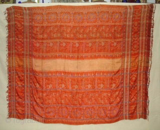 Weft Ikat From Orissa India,with Lion figures,Circa 1900.Its size is 160X200 Cm(DSC01220 New).                    